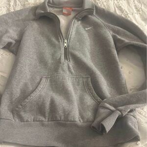 Nike Light Gray Half-Zip Pullover with Orange Tag